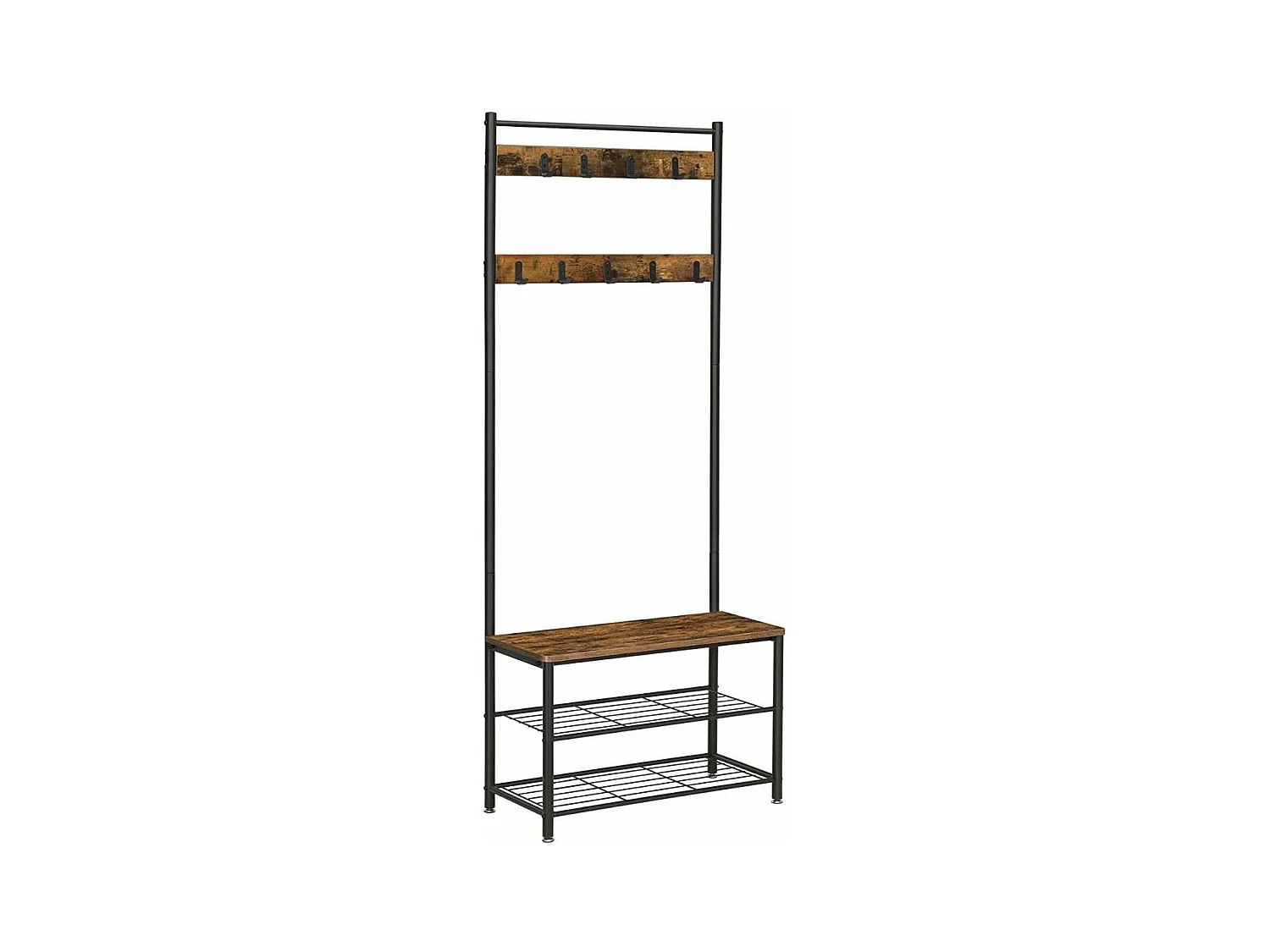 Garderobe met kapstokken en schoenenbank