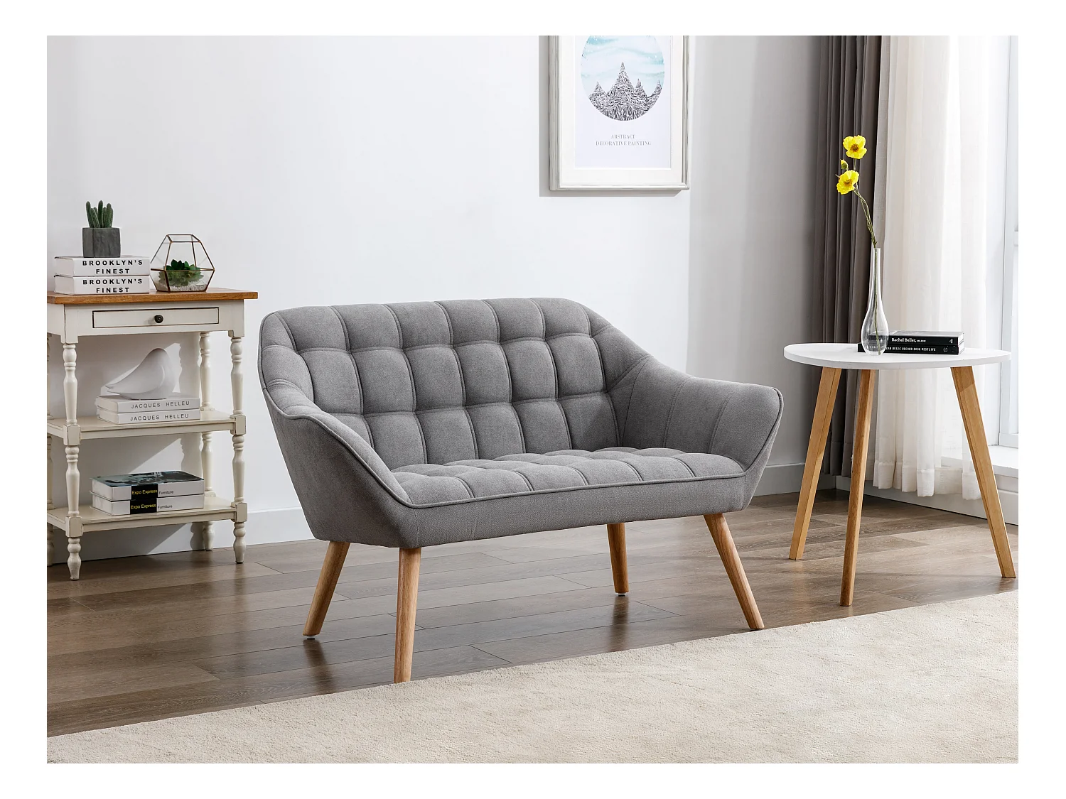 2-seters sofa og lenestol i grått stoff CASERTA