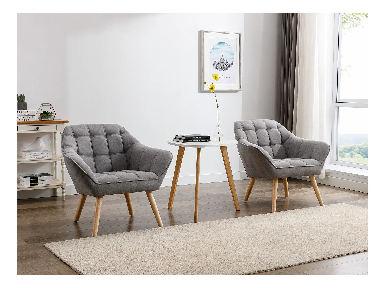 2-seters sofa og lenestol i grått stoff CASERTA