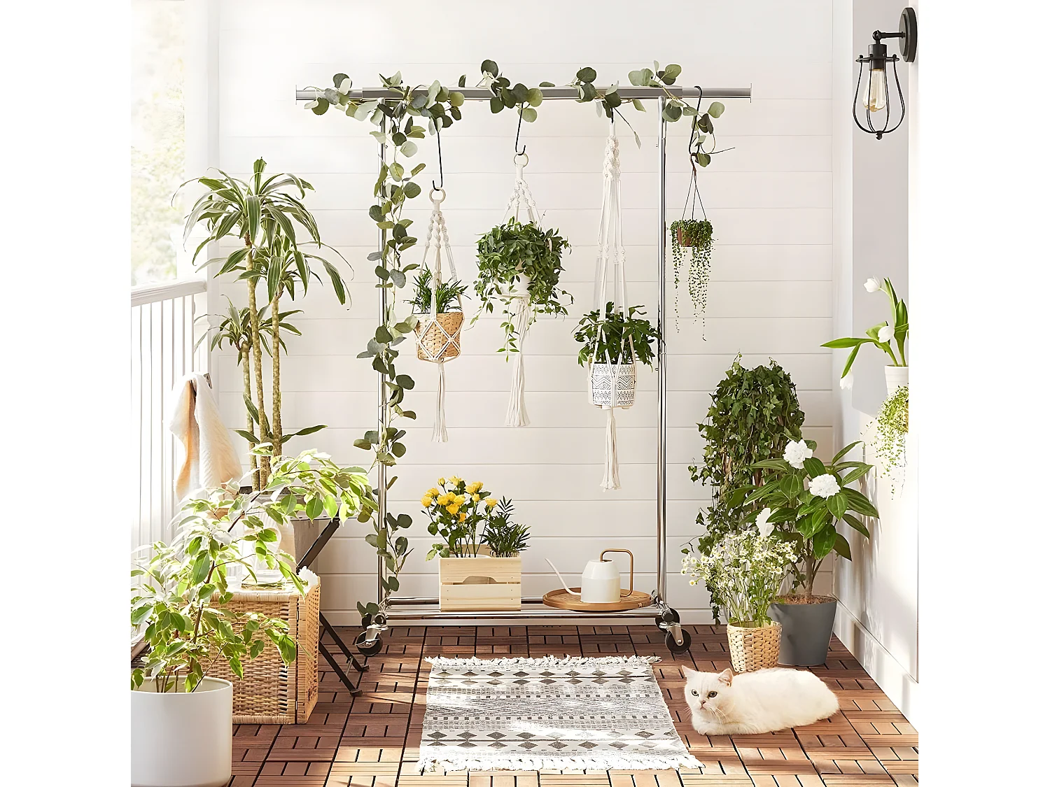 Kledingrek op wielen met uitschuifbare stang 92-132 cm