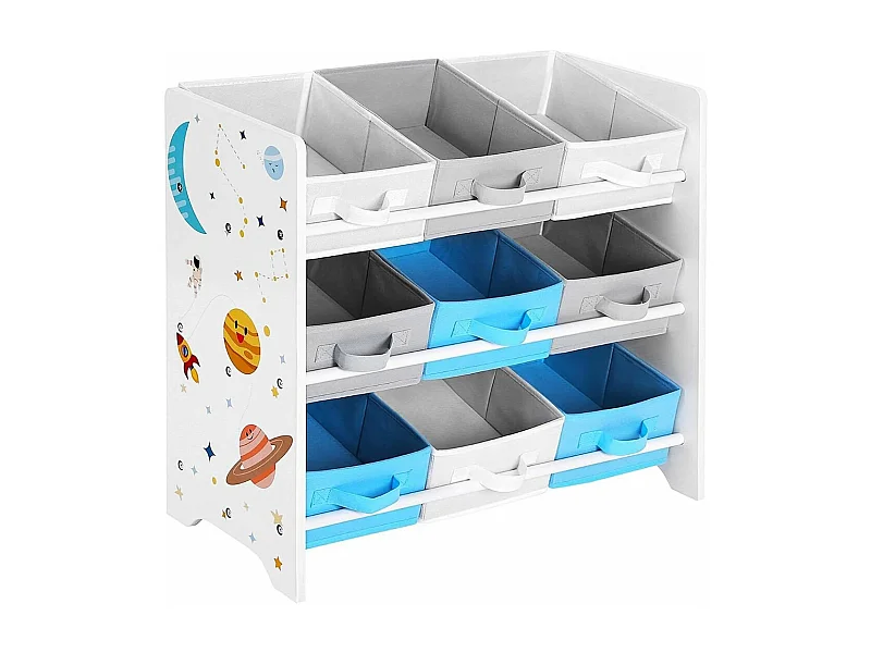 Etagère pour enfant avec 9 bacs de rangement amovibles