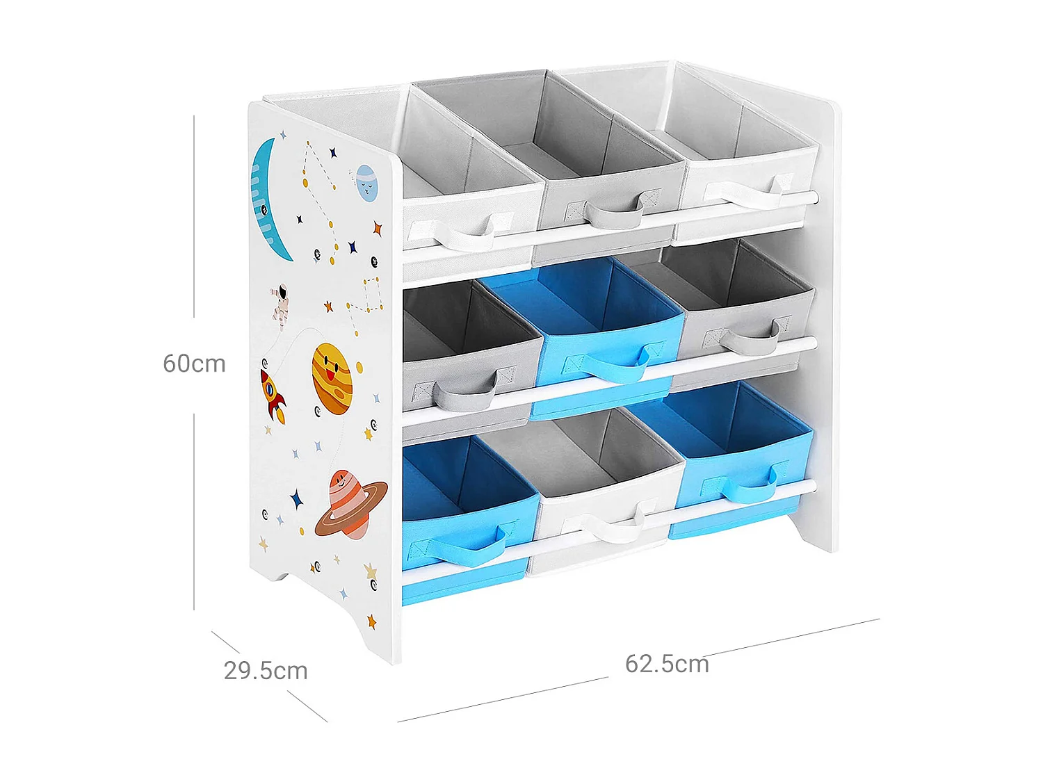 SONGMICS Kinderregal für Spielzeug und Bücher, 9 herausnehmbare Vliesstoffboxen mit Griffen, für Kinderzimmer, Spielzimmer, Kindertagesstätte, Schule, 62,5 x 29,5