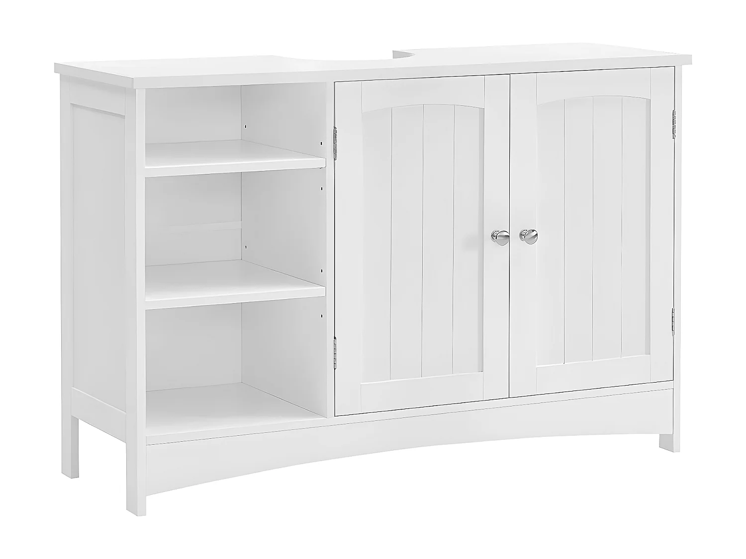 Mobile Sottolavabo Bianco 2 Porte 3 Nicchie - L90 cm