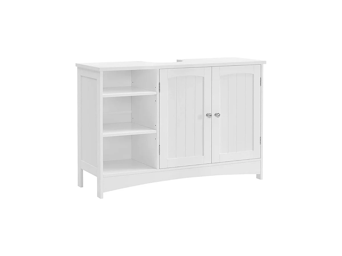 Waschbeckenunterschrank Weiß 2 Türen 3 Nischen - L90 cm