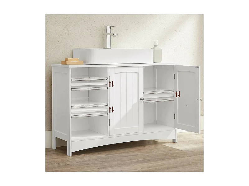Mobile Sottolavabo Bianco 2 Porte 3 Nicchie - L90 cm