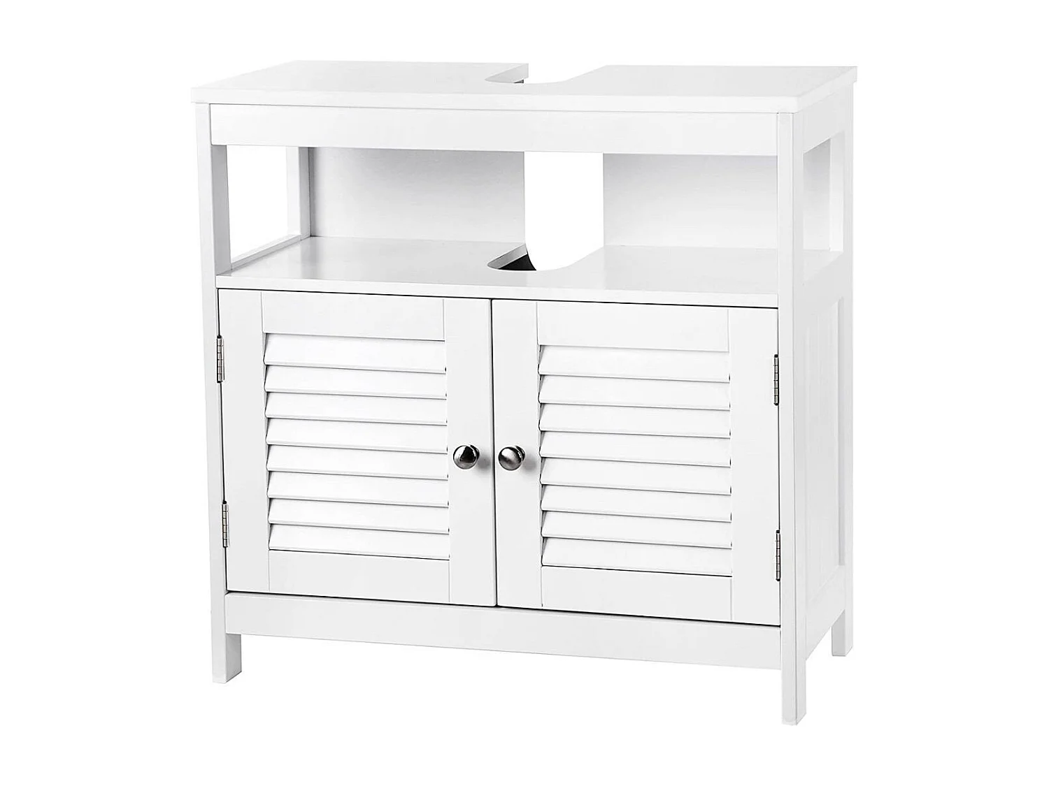 Meuble sous vasque blanc 2 portes 1 niche L60cm