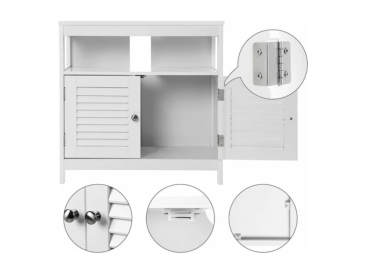 Meuble sous vasque blanc 2 portes 1 niche L60cm