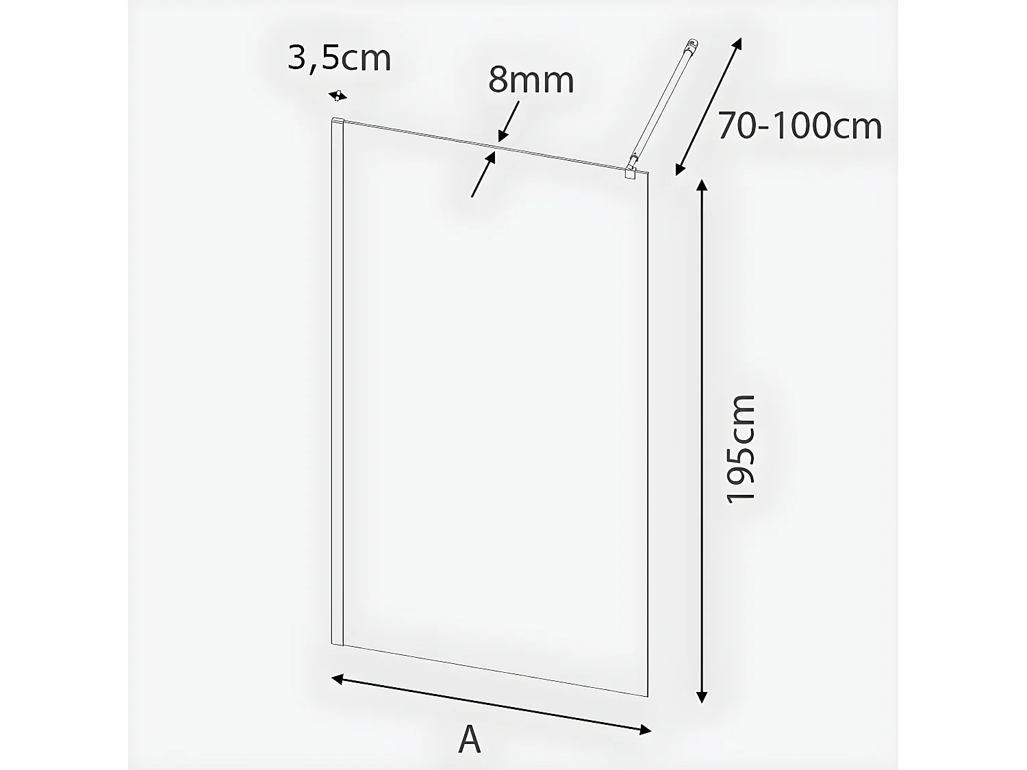 Panel fijo de ducha 70 cm FRESH Cristal transparente