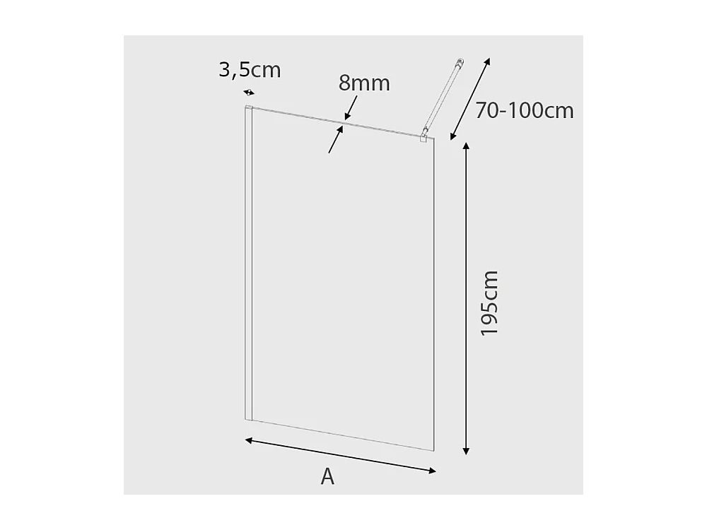 Panel fijo de ducha 70 cm FRESH Cristal serigrafiado