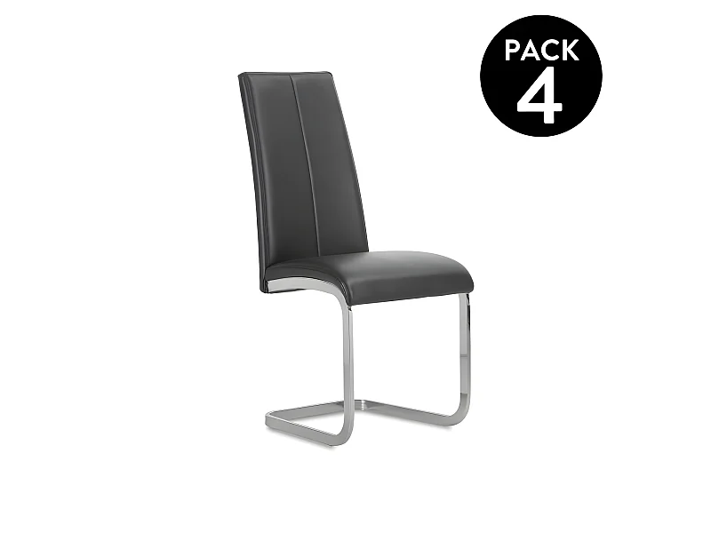 Pack 4 sillas comedor Smile símil piel negro 103x45x51 cm Adec