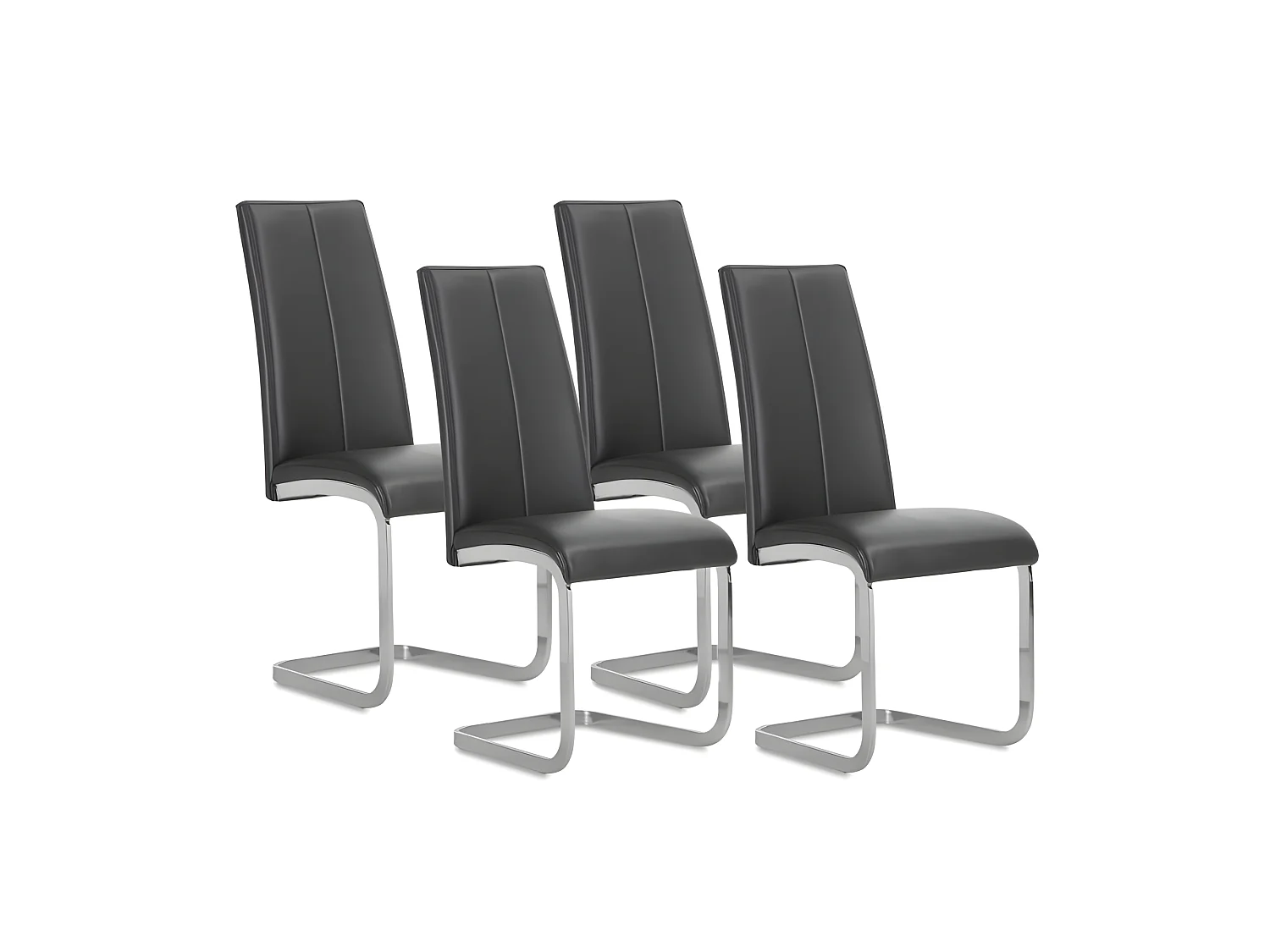 Pack 4 sillas comedor Smile símil piel negro 103x45x51 cm Adec