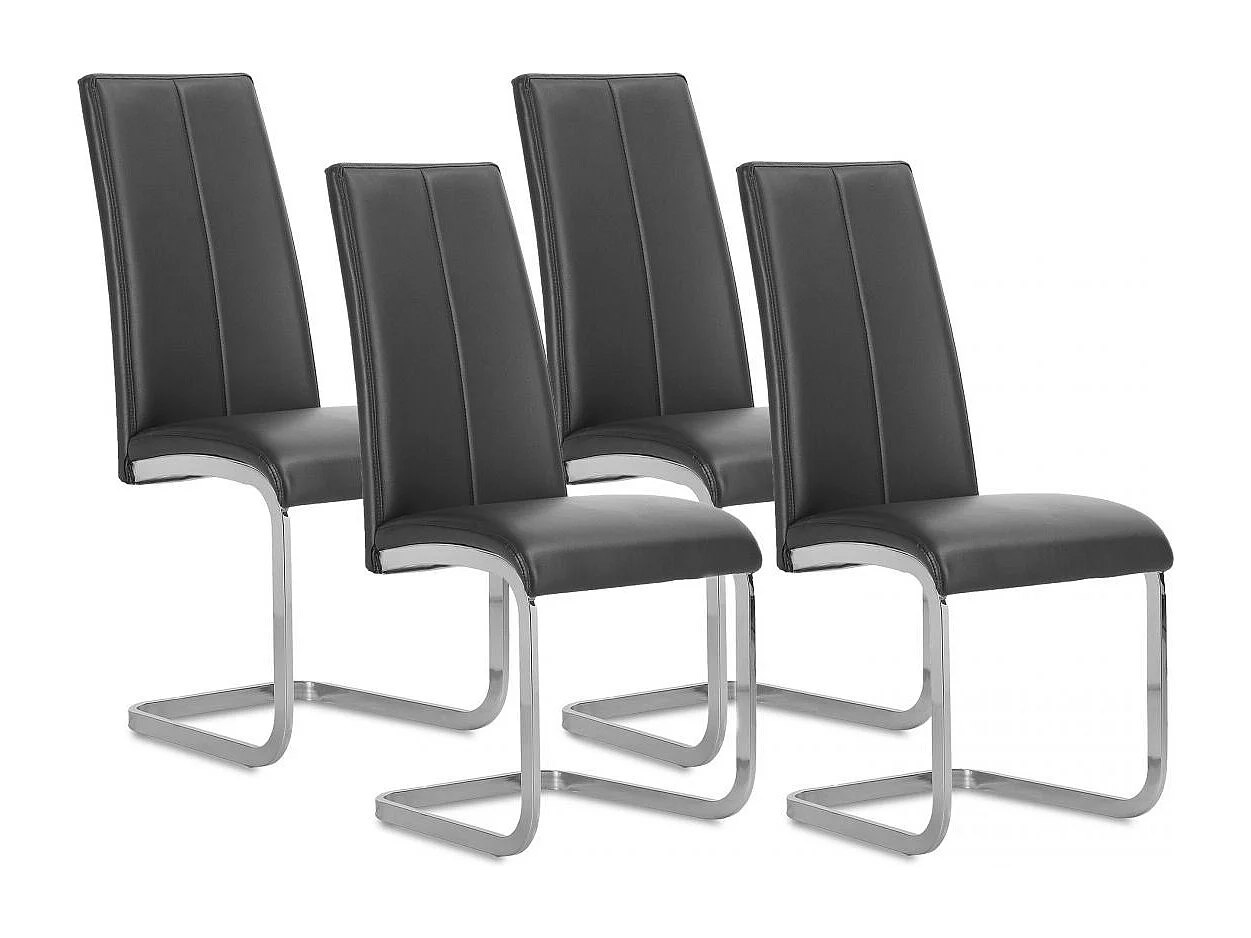 Conjunto de 4 cadeiras de jantar em pele Smile Negro
