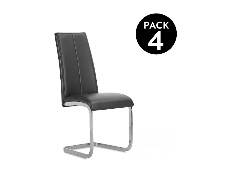 Pack 4 sillas comedor Smile símil piel negro 103x45x51 cm Adec