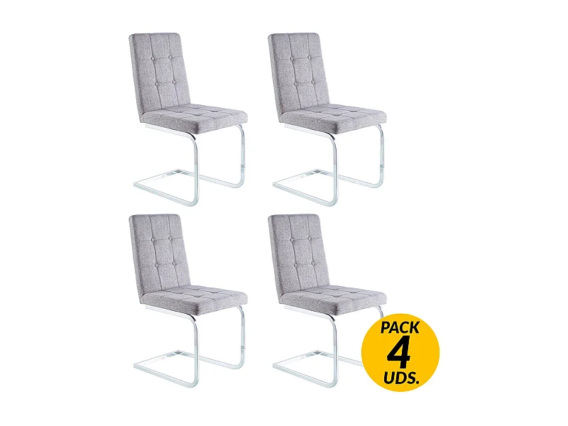 Pack de 4 sillas de comedor Vanity tejido gris Adec