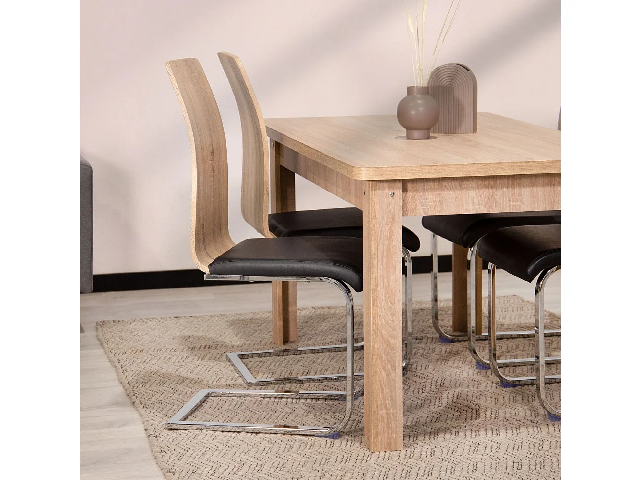 Pack 4 sillas de comedor en madera y negro 50x39,5 cm Sensei Madera - Negro Sensei