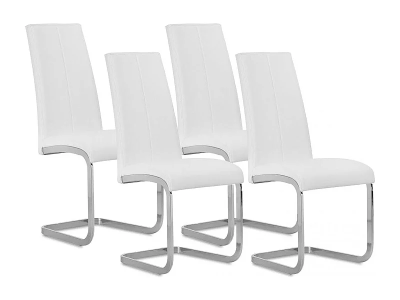 Pack de 4 sillas de comedor Smile estructura metálica símil piel blanco Adec