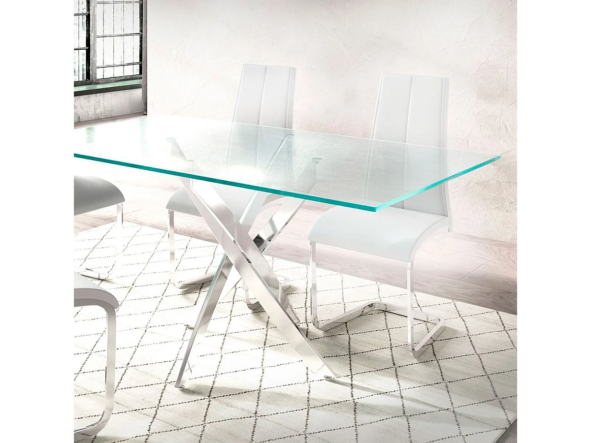 Pack de 4 sillas de comedor Smile estructura metálica símil piel blanco Adec