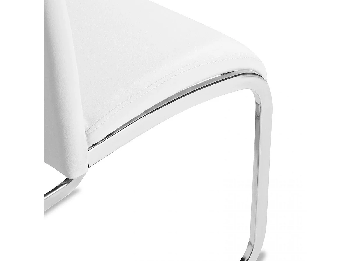 Pack de 4 sillas de comedor Smile estructura metálica símil piel blanco Adec