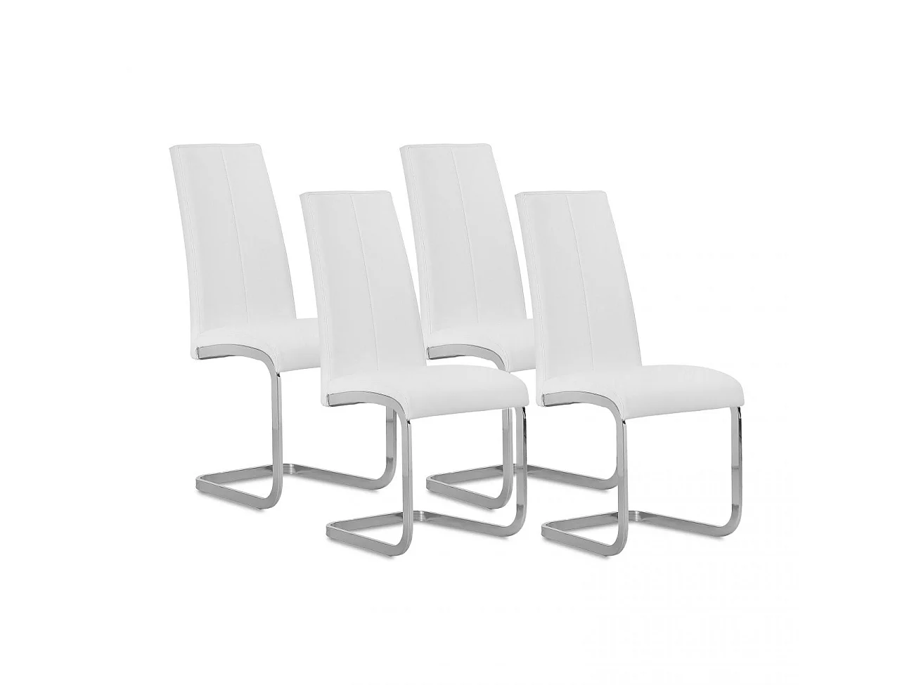 Pack 4 sillas de comedor en blanco 44,9x38 cm Smile Símil Piel Blanco