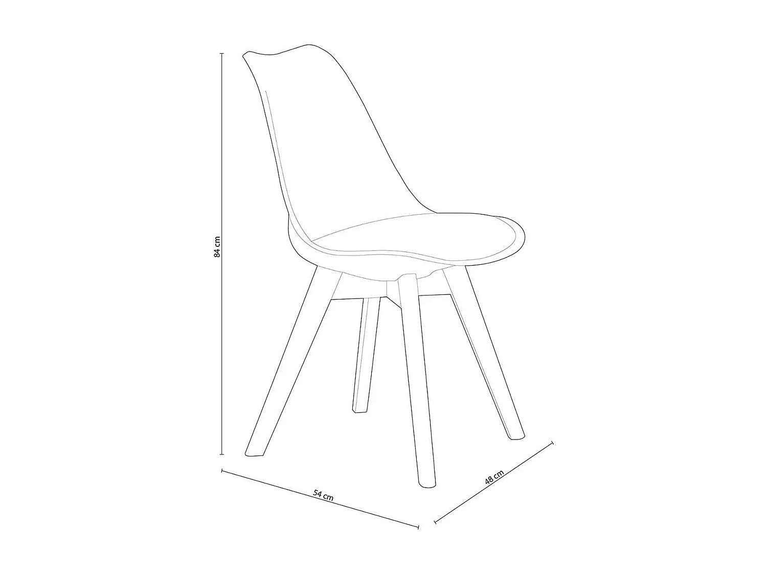 Pack de 4 sillas de comedor Bistro estilo nórdico gris Adec