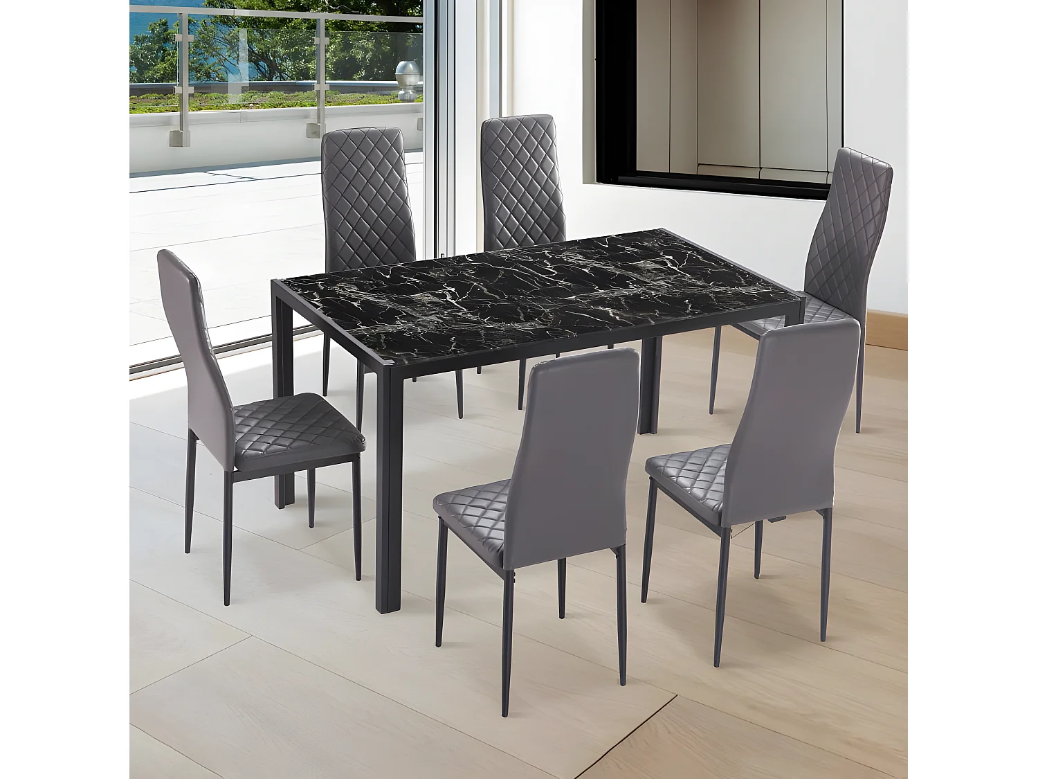 Pack 6 sillas de comedor Lacey Tejido Gris