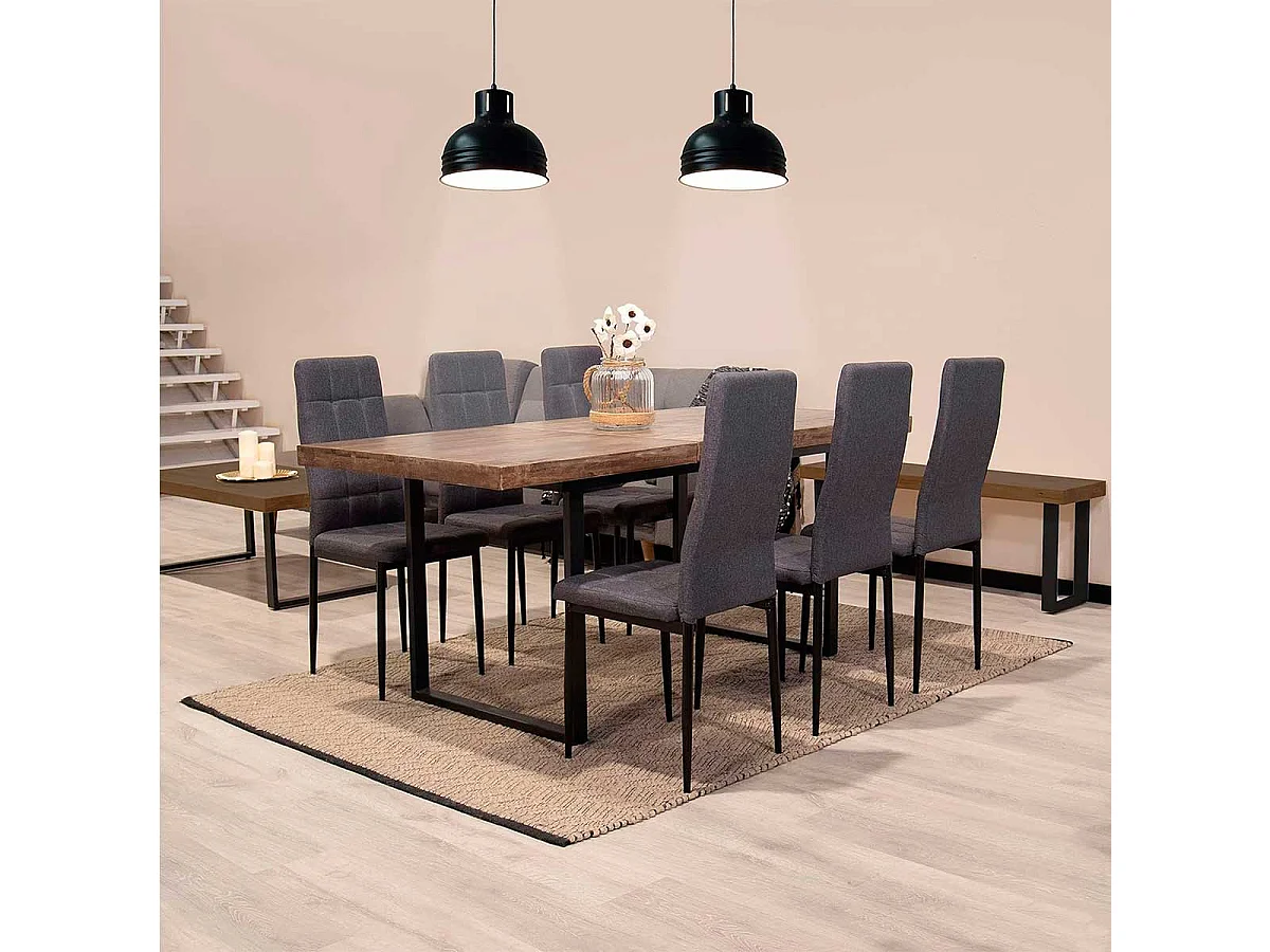 Pack de 6 sillas Zuni tela gris 96x41x48 cm