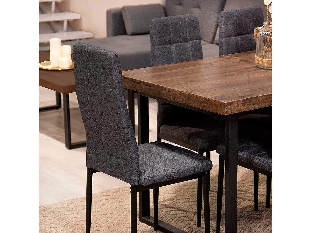 Pack de 6 sillas Zuni tela gris 96x41x48 cm