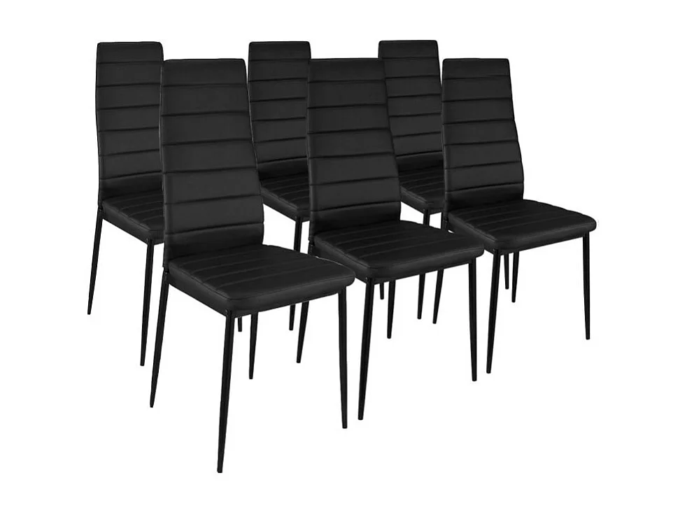 Pack 6 sillas de comedor símil piel Emi Negro
