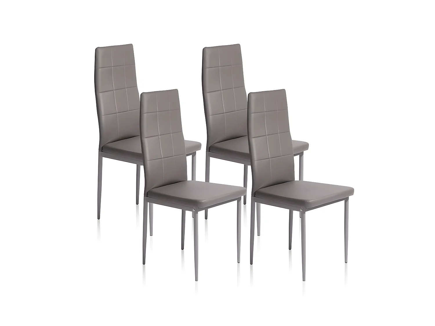 Pack 4 sillas comedor Laia símil piel gris 98x43x44 cm Adec