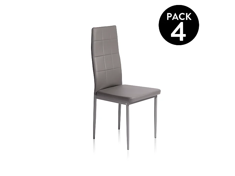 Pack 4 sillas comedor Laia símil piel gris 98x43x44 cm Adec