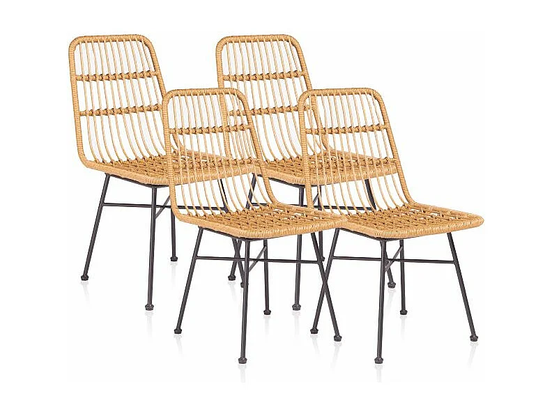 Pack 4 sillas de comedor Malai Rattan - Negro