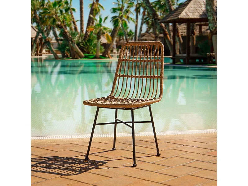 Pack 4 sillas de comedor Malai Rattan - Negro