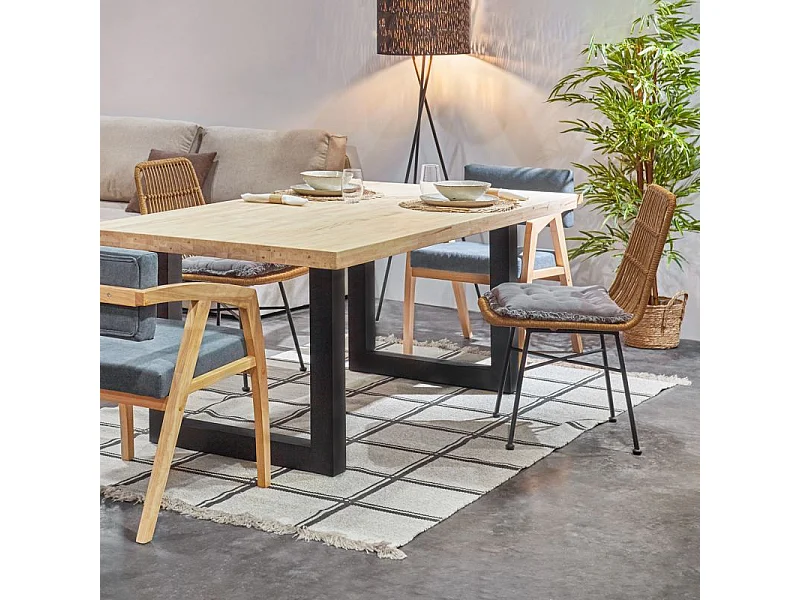 Pack 4 sillas de comedor Malai Ratán - Negro