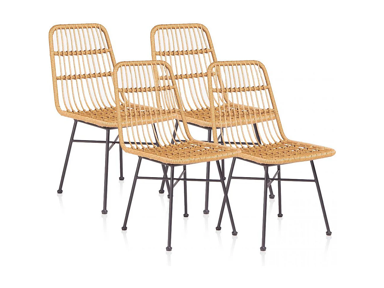 Pack 4 sillas de comedor Malai Ratán - Negro