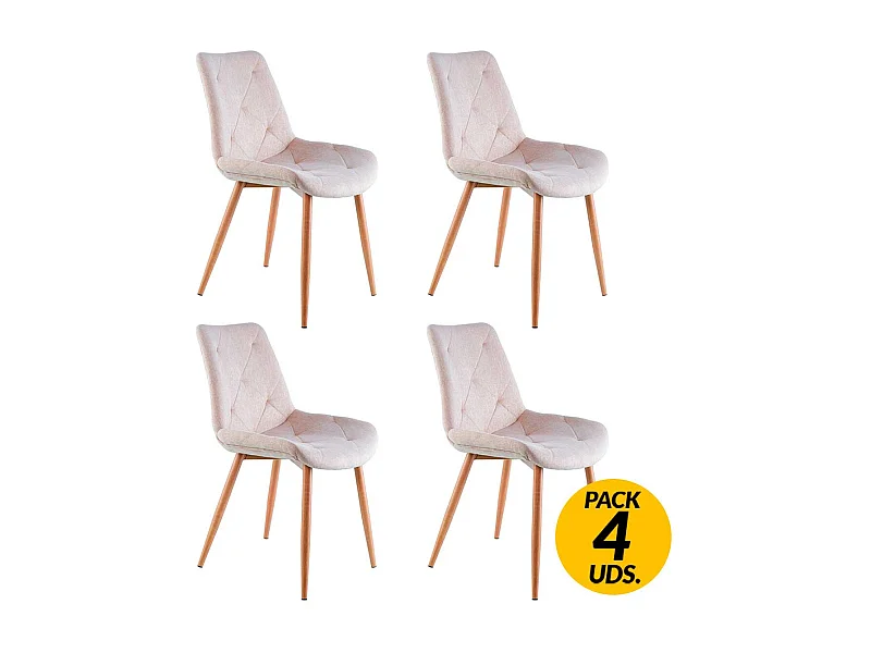 Pack de 4 sillas Marlene tejido tapizado beige/oak Adec
