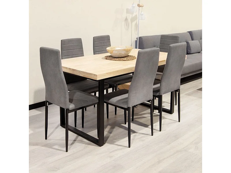 Pack 6 sillas de comedor Yuri Gris Oscuro - Negro