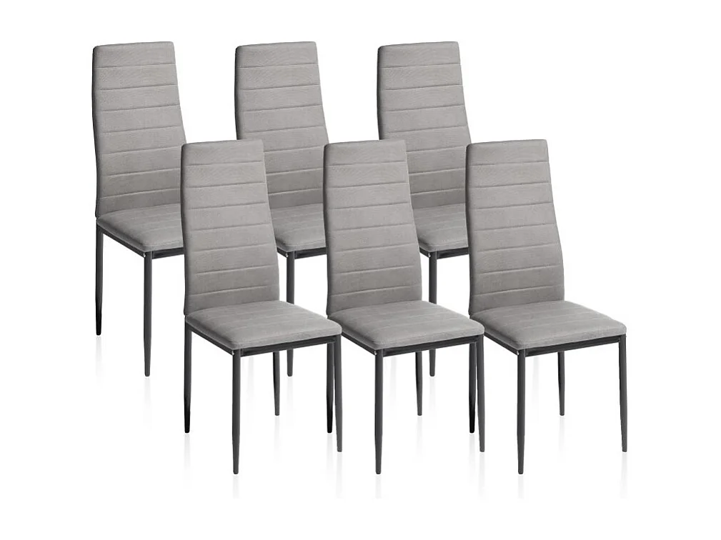 Pack 6 sillas de comedor Yuri Gris Oscuro - Negro