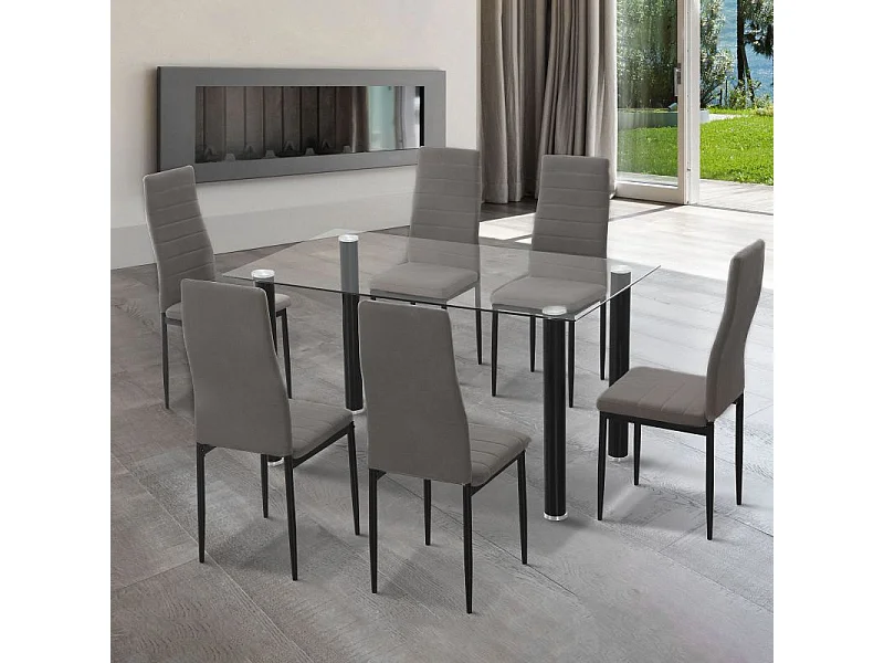 Pack 6 sillas de comedor Yuri Gris Oscuro - Negro