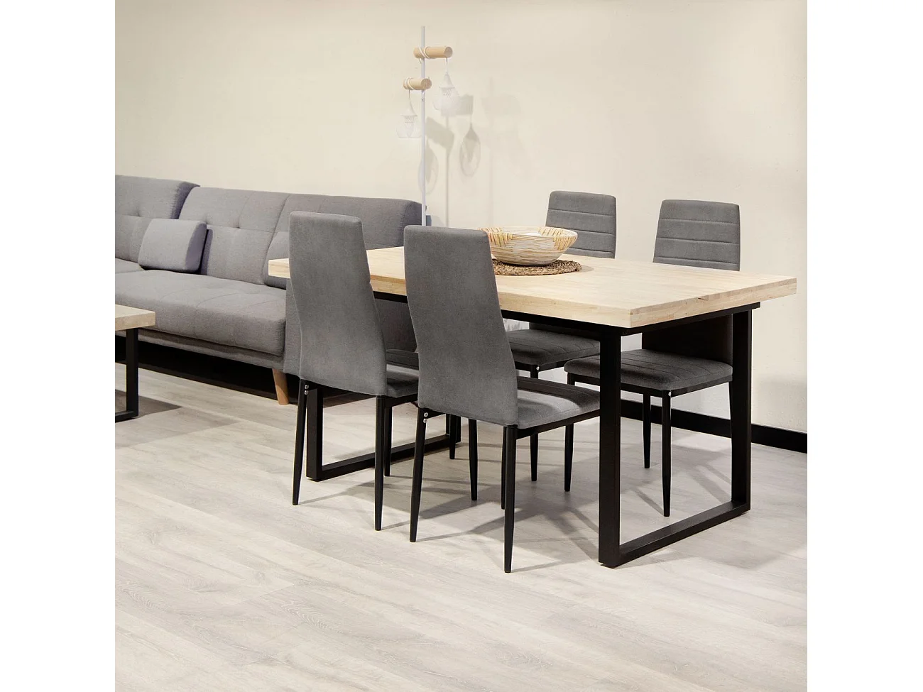 Conjunto de 6 cadeiras de jantar Yuri Gris Oscuro - Negro