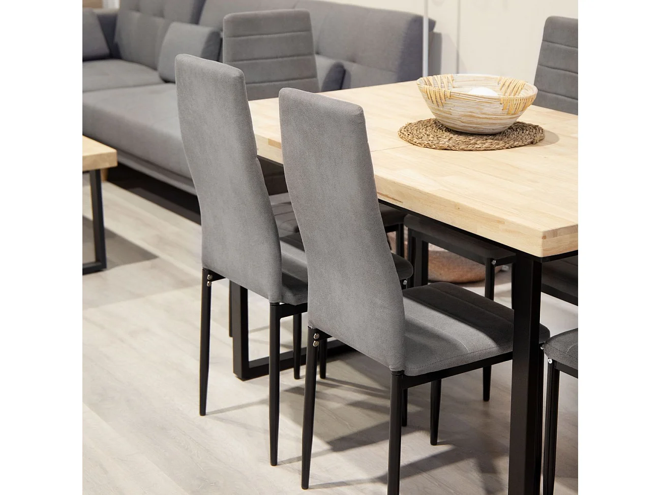 Conjunto de 6 cadeiras de jantar Yuri Gris Oscuro - Negro