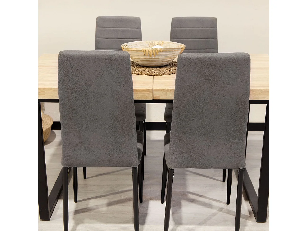 Conjunto de 6 cadeiras de jantar Yuri Gris Oscuro - Negro