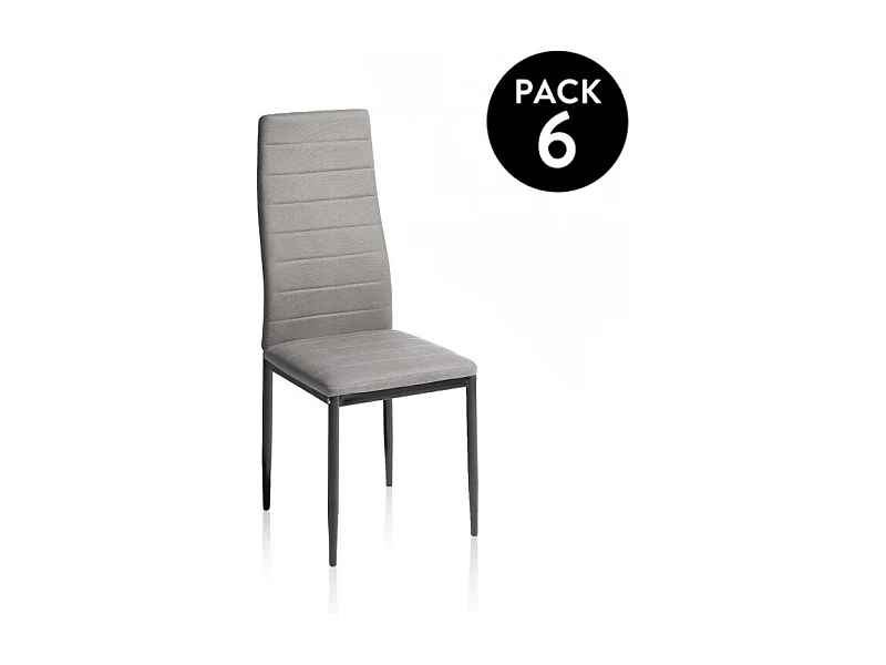Pack 6 sillas de comedor Yuri Gris Oscuro - Negro