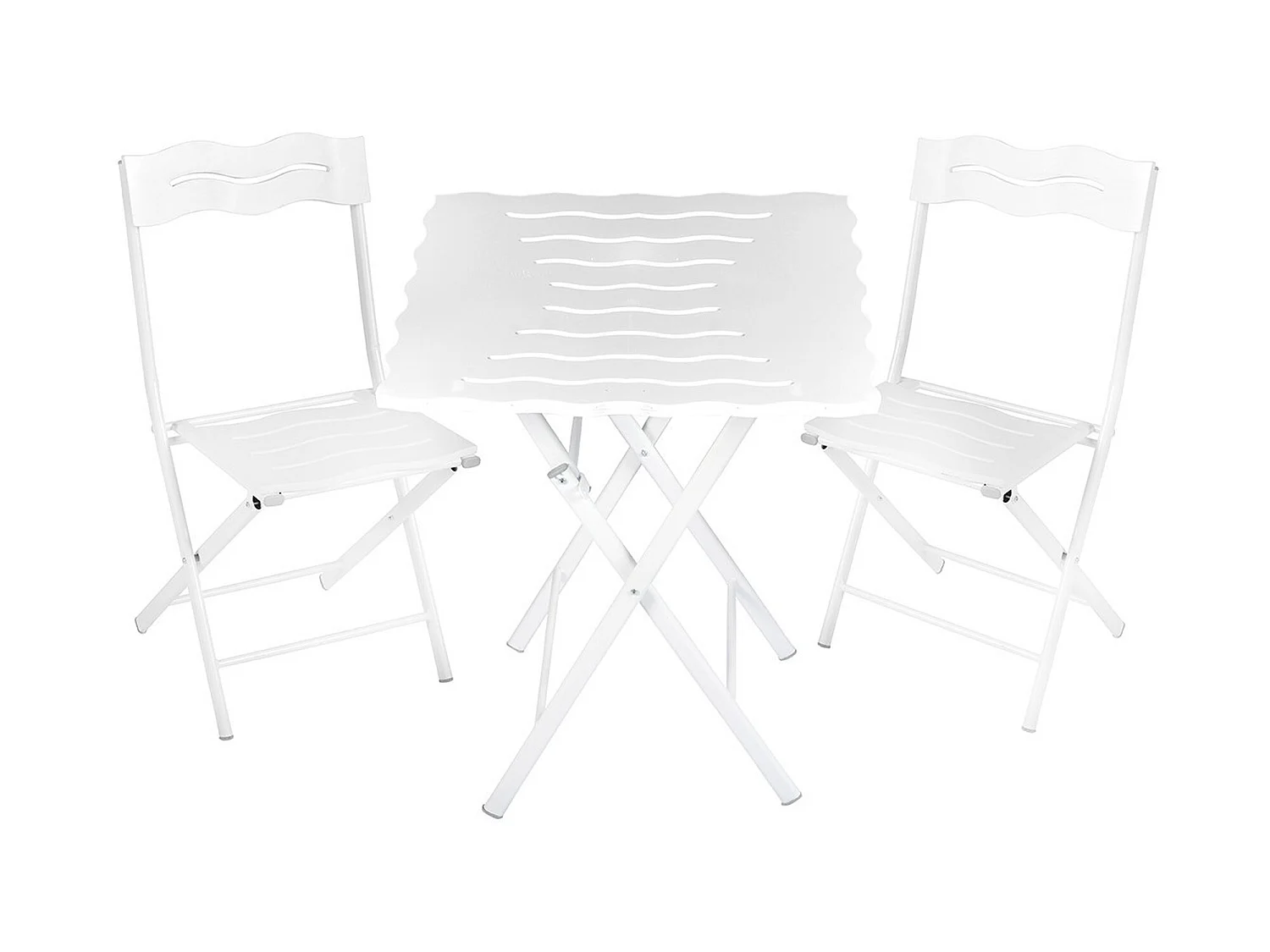 Ensemble table et chaises de jardin blanc 60x73x60
