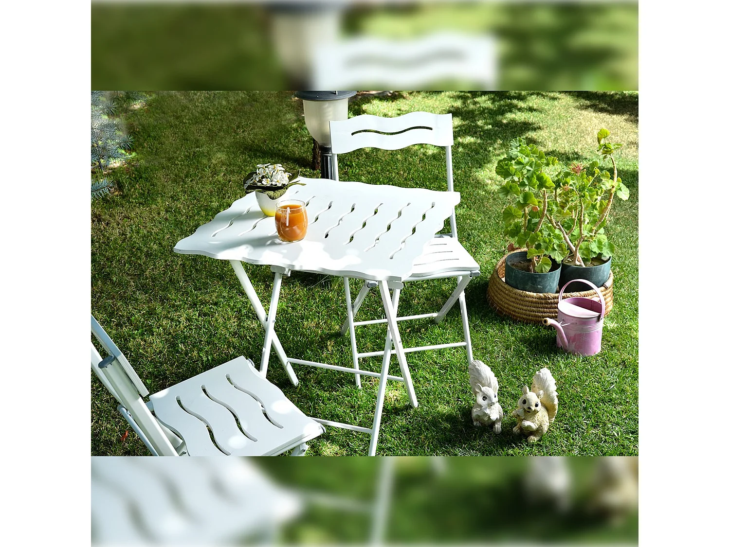 Ensemble table et chaises de jardin blanc 60x73x60