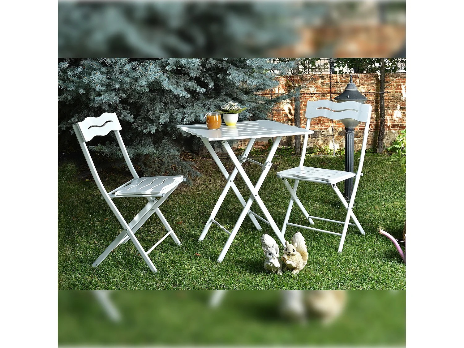 Ensemble table et chaises de jardin blanc 60x73x60
