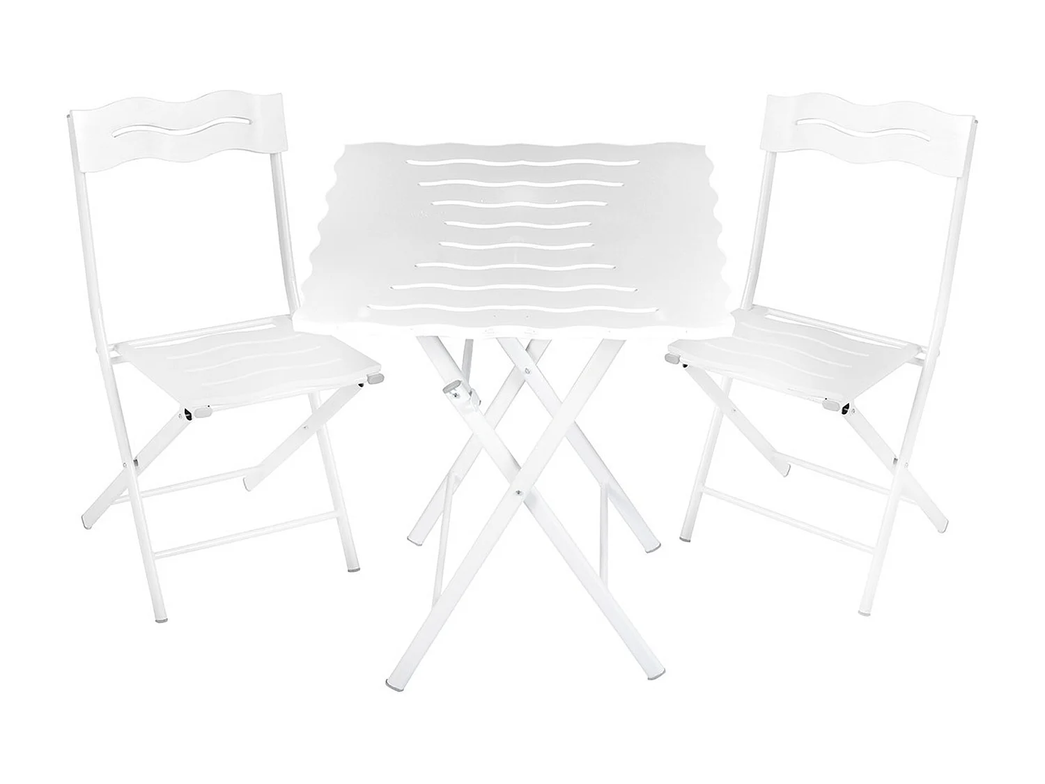 Ensemble table et chaises de jardin blanc 60x73x60