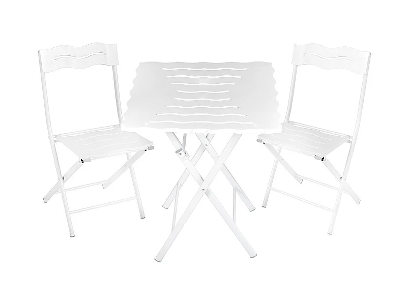 Ensemble table et chaises de jardin blanc 60x73x60