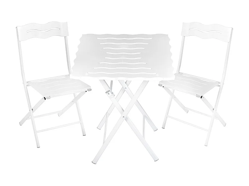 Ensemble table et chaises de jardin blanc 60x73x60