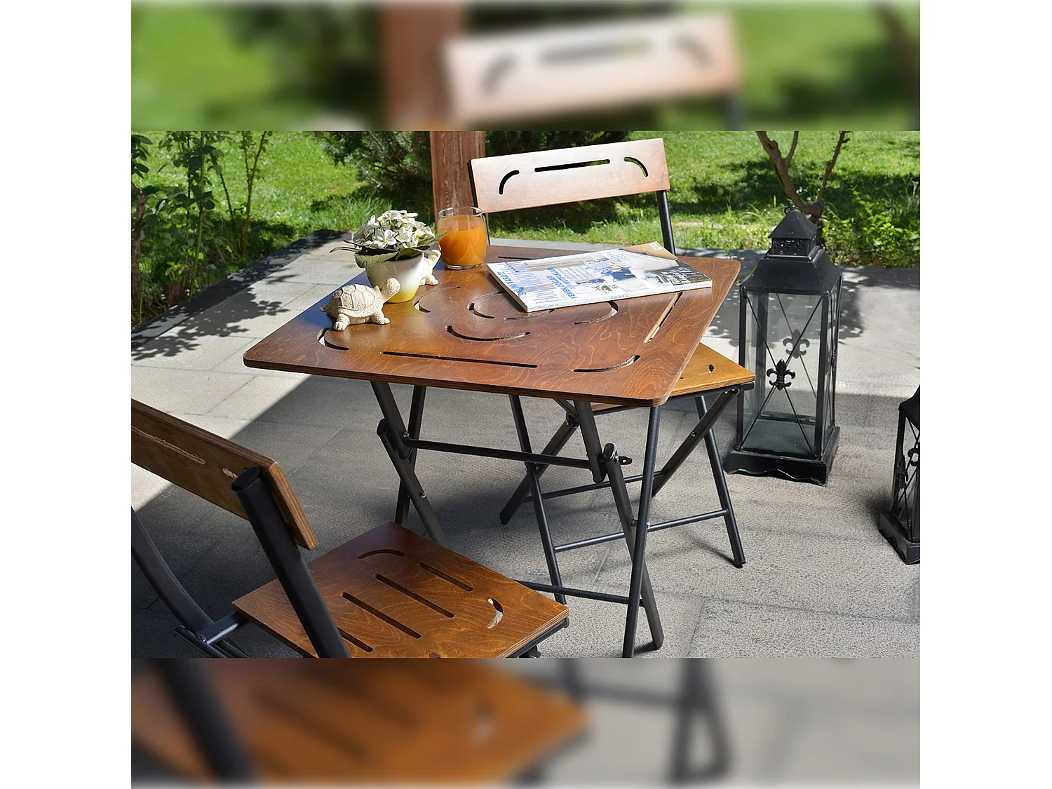 Ensemble de table et chaises de jardin MDF (3 pièces) 60x73x60