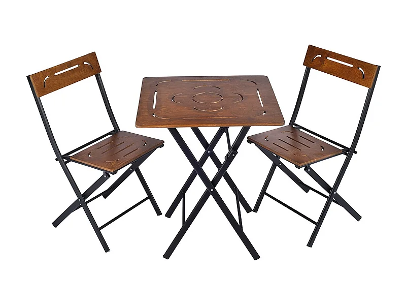 Ensemble de table et chaises de jardin MDF (3 pièces) 60x73x60